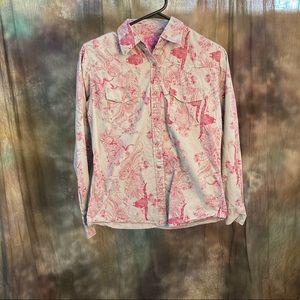Tan and Pink Cowgirl Hardware western shirt